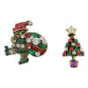 P-0377 Vintage 2pcs/set Christmas Gift  Santa Claus Christmas tree Snowman wreath Brooch Pin