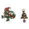 P-0377 Vintage 2pcs/set Christmas Gift  Santa Claus Christmas tree Snowman wreath Brooch Pin