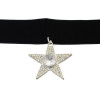 N-6926 Fashion Gothic Five-star Shaped Water Droplets Crystal Black Velvet  Choker Necklace For Women