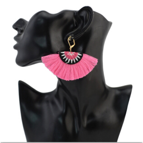 E-4291 Bohemian Vintage  Tassel Fan-shaped Earrings for Women Jewelry