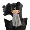 E-4293 6 Colors Vintage Bohemian Flower Tassel Drop Earring for Women Earring
