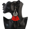 E-4292 Vintage Silver Metal Thread Tassel Long Drop Earrings for Women Bohemian Wedding Party Jewelry