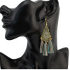 E-4296 Vintage Bohemian Silver Metal Thread Tassel  Drop Earrings for Women Party Jewelry