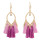 E-4295 Bohemian Metal Thread Tassel Long Drop Pom Earrings for Women Party Jewelry