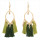 E-4295 Bohemian Metal Thread Tassel Long Drop Pom Earrings for Women Party Jewelry
