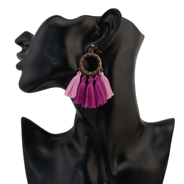 E-4301 Vintage Tassel  Charm  Drop Pom  Earring for Women Jewelry