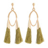 E-4306 6 Color Vintage Tassel  Charm  Drop Pom  Earring for Women Jewelry