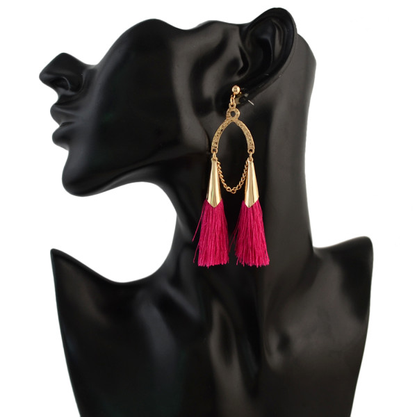 E-4306 6 Color Vintage Tassel  Charm  Drop Pom  Earring for Women Jewelry