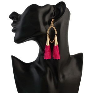 E-4306 6 Color Vintage Tassel  Charm  Drop Pom  Earring for Women Jewelry