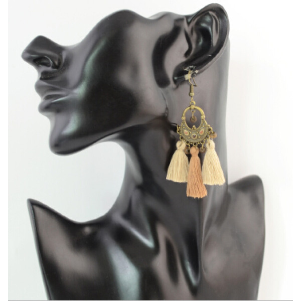 E-4307 Vintage Bohemian Beads Thread Long Tassel Drop Earrings for Women Bohemian Party Jewelry