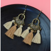 E-4307 Vintage Bohemian Beads Thread Long Tassel Drop Earrings for Women Bohemian Party Jewelry