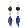 E-4319 5 Colors Fashion Feather Shape Wood Beads Pearl Drop Dangle Earrings for Women Bohemian Party Jewelry