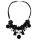 N-6932 N-6951 5 color Vintage Leather Alloy rhinestone resin bead Flower pendant Necklace Accessories