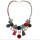 N-6932 N-6951 5 color Vintage Leather Alloy rhinestone resin bead Flower pendant Necklace Accessories