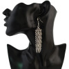 E-4311 Fashion Women Silver Metal Long Tassel Statement Drop Earrings for Bohemian Wedding Party Jewelry