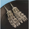 E-4311 Fashion Women Silver Metal Long Tassel Statement Drop Earrings for Bohemian Wedding Party Jewelry