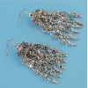 E-4311 Fashion Women Silver Metal Long Tassel Statement Drop Earrings for Bohemian Wedding Party Jewelry