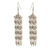 E-4311 Fashion Women Silver Metal Long Tassel Statement Drop Earrings for Bohemian Wedding Party Jewelry