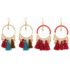 E-4314 Vintage Tassel Charm Drop Pom Earring for Women Jewelry