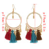 E-4314 Vintage Tassel Charm Drop Pom Earring for Women Jewelry