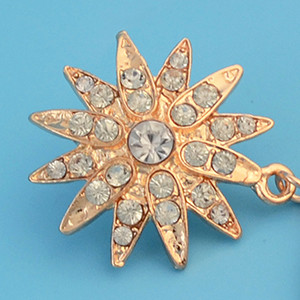 E-4312 Charming Gold Plated Moon And Sun Shape Rhinestone Dangle Earrings