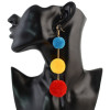 E-4315 Fashion Bohemian Colorful Pom Pom Long Drop Earrings for Women Party Jewelry Accessories