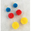 E-4315 Fashion Bohemian Colorful Pom Pom Long Drop Earrings for Women Party Jewelry Accessories