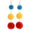 E-4315 Fashion Bohemian Colorful Pom Pom Long Drop Earrings for Women Party Jewelry Accessories