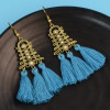 E-4320 8 Colors Bronze Plated Alloy thread Crystal Rhinestone Drop Dangle Earrings Jewelry