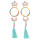 E-4324 Fashion Gold Plated Crystal Flower Enamel Hoop Silk Thread Tassel Big Earrings Women Jewelry