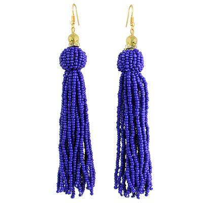 E-4326 Fashion Gold Plated Rhinestone Beaded Ball Tassel Earrings