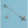 E-4321 Charming Silver Plated Starfish Shape Rhinestone Dangle Earrings