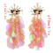 E-4327 7 Colors Sequins Long Earrings Fashion Rhinestone Statement Jewelry Tassel Earrings for Women Wedding Accessories