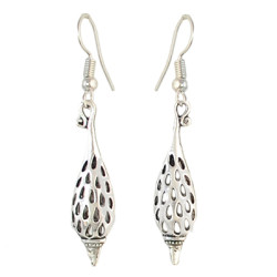 E-4322 Vintage Silver Hollow Out Bottle Shape Fish Hook Dangle Earrings