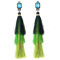 E-4332 Fashion Jewelry Gun Black Crystal Long Silk Thread Tassel Dangle Earrings