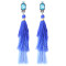 E-4332 Fashion Jewelry Gun Black Crystal Long Silk Thread Tassel Dangle Earrings