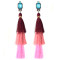 E-4332 Fashion Jewelry Gun Black Crystal Long Silk Thread Tassel Dangle Earrings