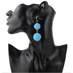 E-4330 4 Colors Fashion Gold Metal Beads Statement Ball Drop Earrings for Women Bohemian Party Jewelry