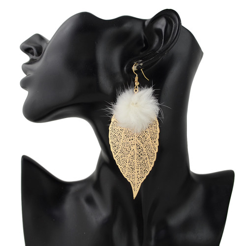 E-4331 European Fashion Bohemian Gold plated Leaft Tassel Plush Earring for Women Jewelry