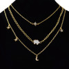 N-6934 New Fashion Gold Silver Plated Rhinestone star moon elephant pendant Necklace