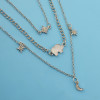 N-6934 New Fashion Gold Silver Plated Rhinestone star moon elephant pendant Necklace
