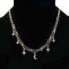 N-6935 Gold Silver Plated 2pieces/set Rhinestone Moon Star Sun Charms Choker Necklaces