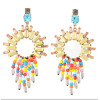 E-4334 4 Colors Bohemian Resin Beads Statement Drop Earrings for Women Party Anniversary Jewelry Gift