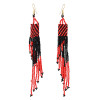 E-4336 5 Colors Fashion Gold Plated Resin Beaded Statement Long Tassel Drop Earrings