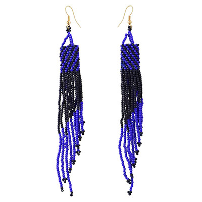 E-4336 5 Colors Fashion Gold Plated Resin Beaded Statement Long Tassel Drop Earrings