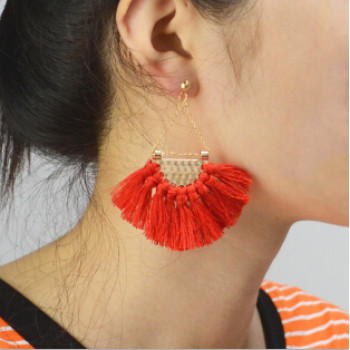 E-4337 Bohemian Vintage Tassel Fan-shaped Earrings for Women Jewelry