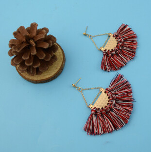 E-4337 Bohemian Vintage Tassel Fan-shaped Earrings for Women Jewelry