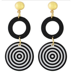E-4340 Fashion White Black Acrylic Round Drop Earrings for Women Bohemian Party Accessories