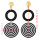 E-4340 Fashion White Black Acrylic Round Drop Earrings for Women Bohemian Party Accessories
