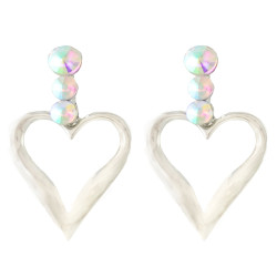 E-4342 New Fashion silver Plated Alloy Crystal Rhinestone Heart shape pendant earrings